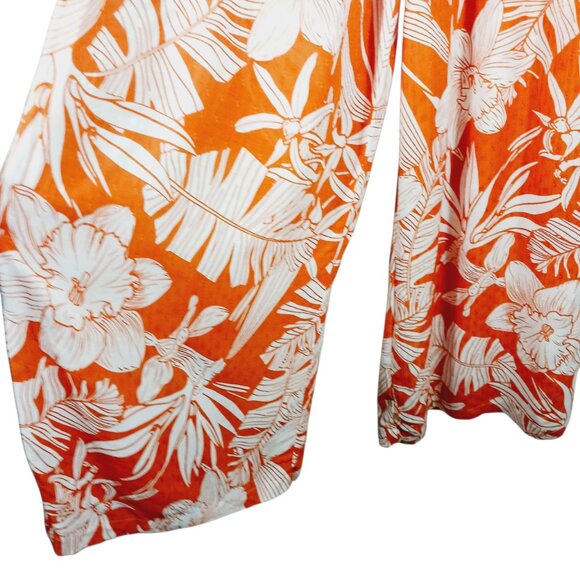 C & C California, Palazzo Pants Size Small Orange & White Floral Tropical Print - Picture 9 of 16
